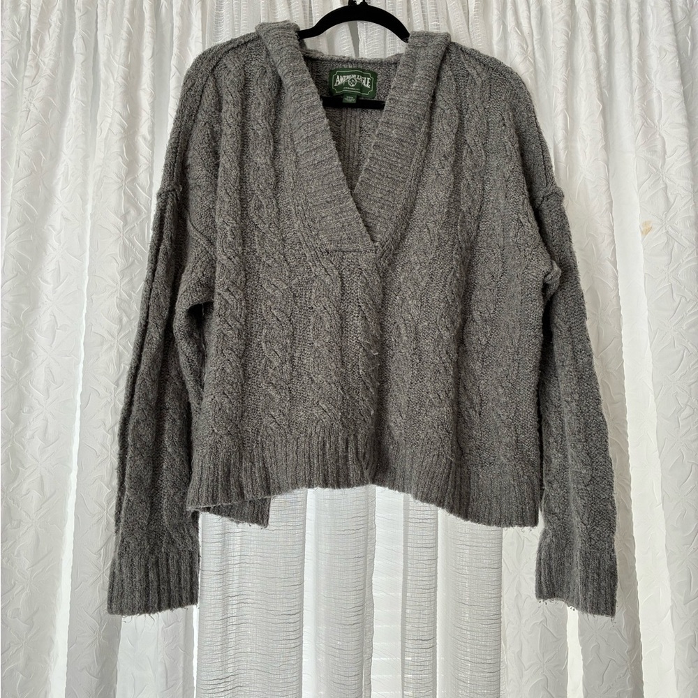 American Eagle Outfitters Charcoal V-Neck Sweater